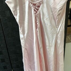 Meshki Pink Satin Lace-Up Chemise